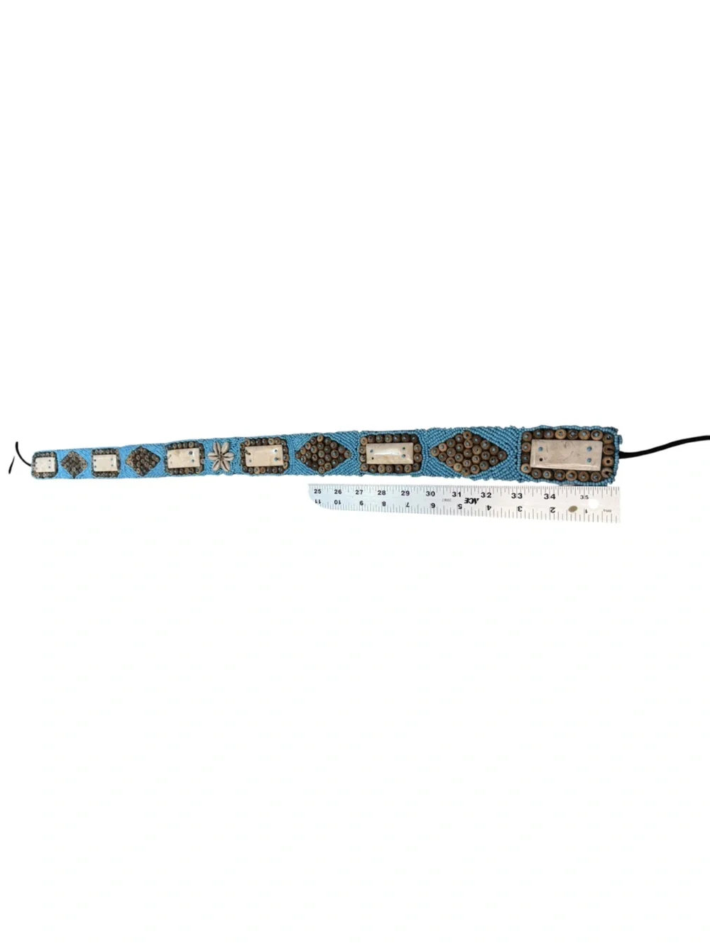 Beaded Blue and Brown Embellished Belt Ties 32” (Not Including Ties)